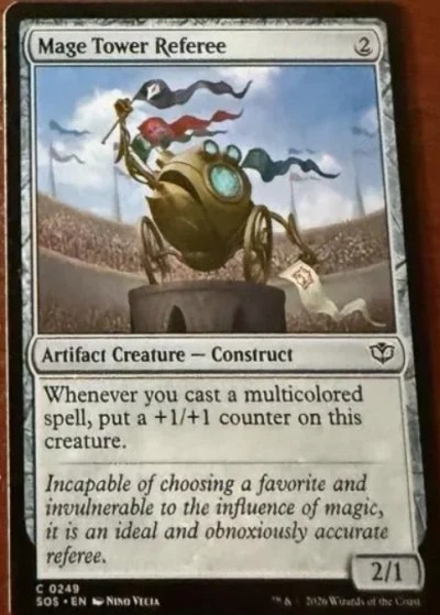 Mage Tower Referee — Artifact Construct that grows from multicoloured spells