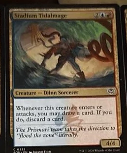 Stadium Tidalmage — Prismari Djinn Sorcerer that loots on ETB and attack